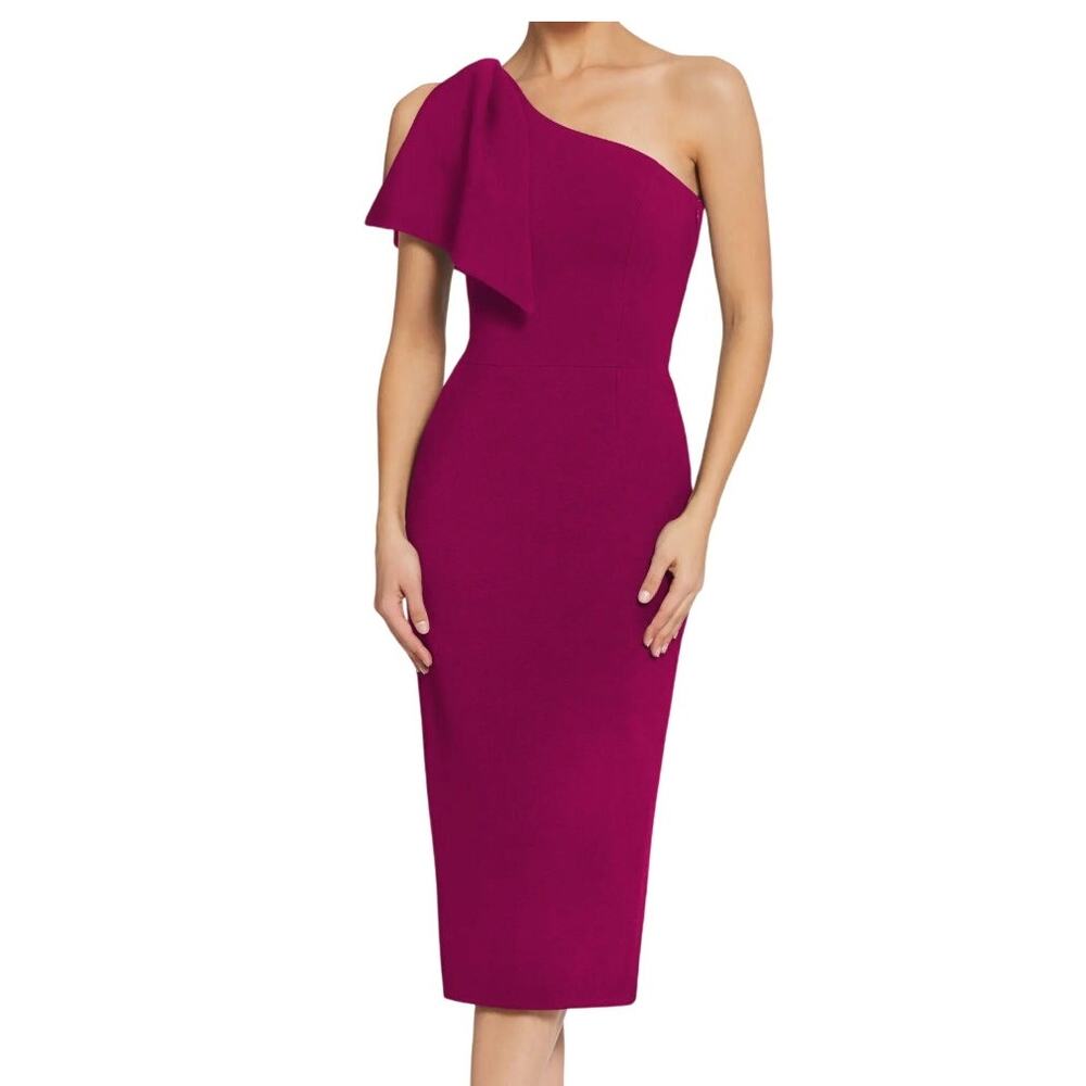 Dress the Population Tiffany One Shoulder Cocktail Fall Wedding Chic Midi Dress